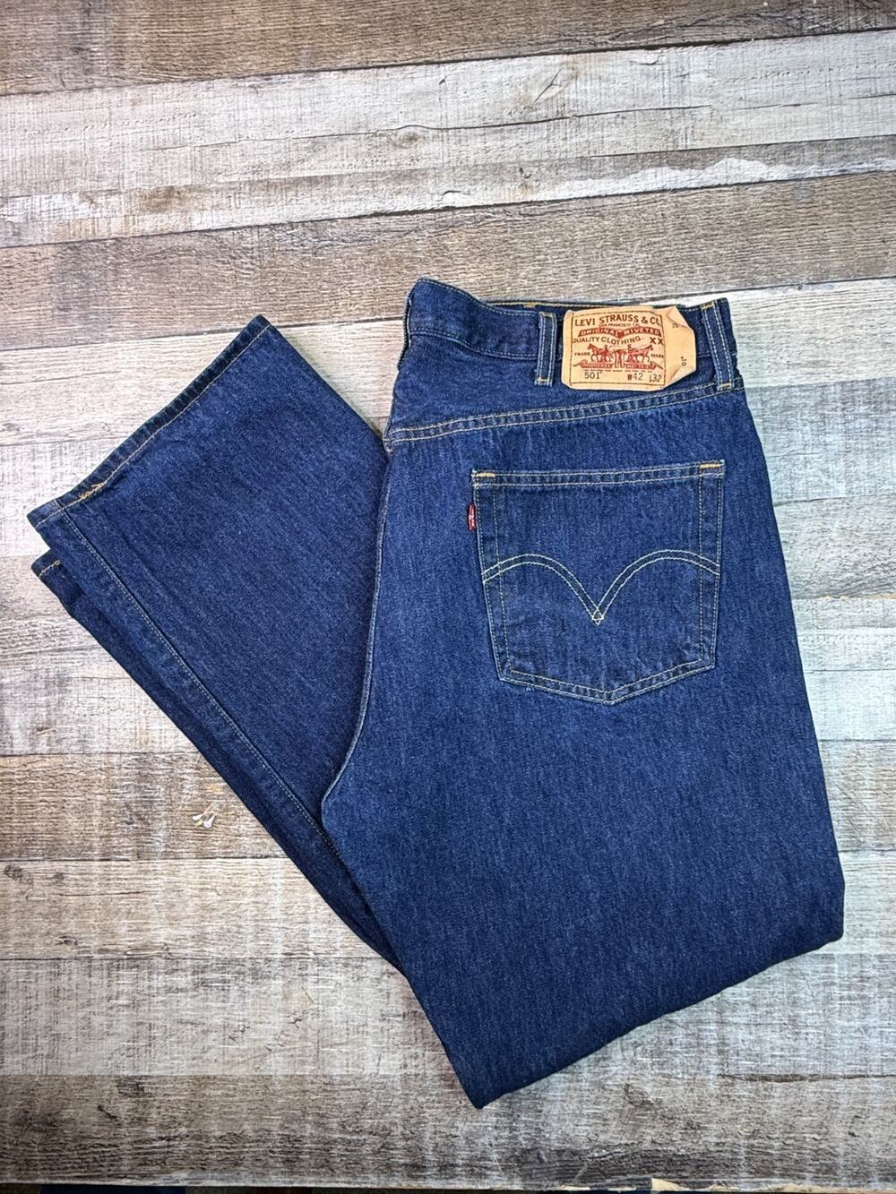 90s Levi’s 501 Original Fit Jeans Mens 40x32* Blue Button Fly Straight Leg Y2K